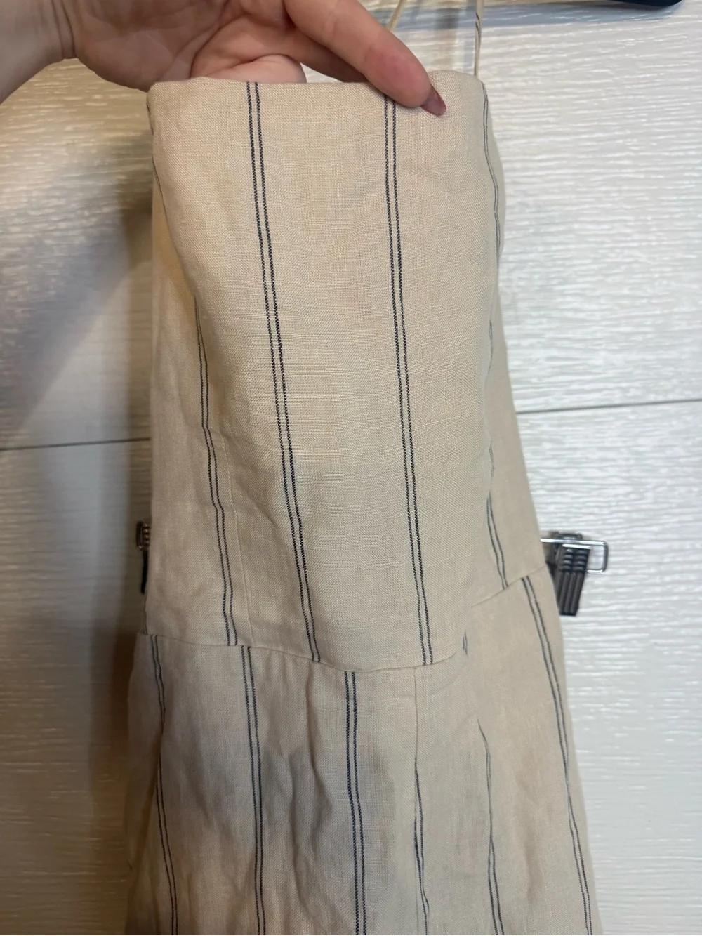 REFORMATION JAGER BEIGE LINEN STRIPED JUMPSUIT 6